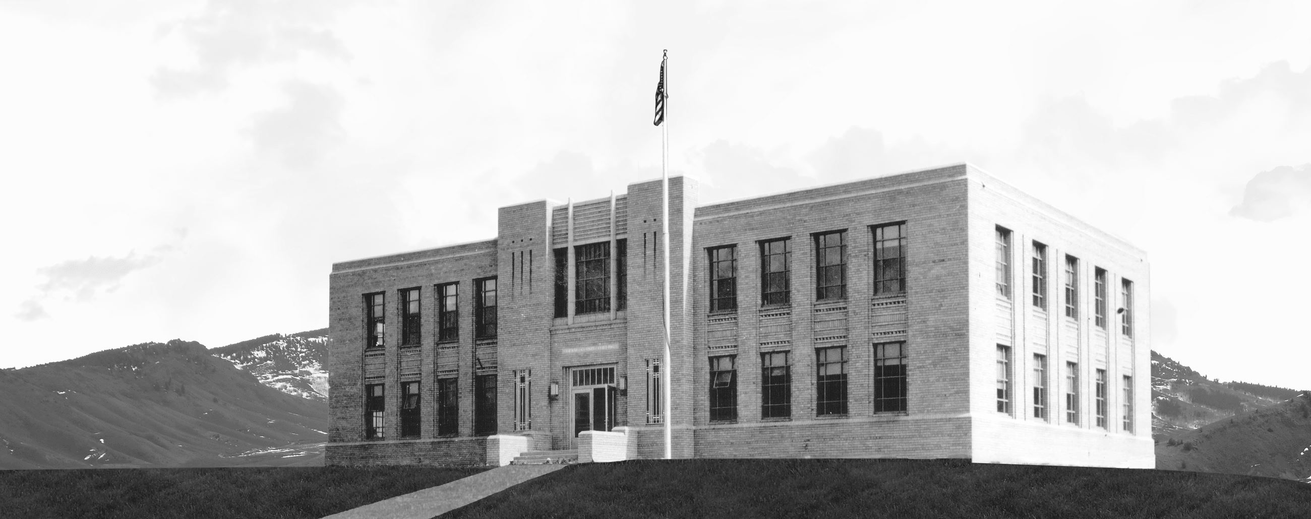 black and white photo of a building 