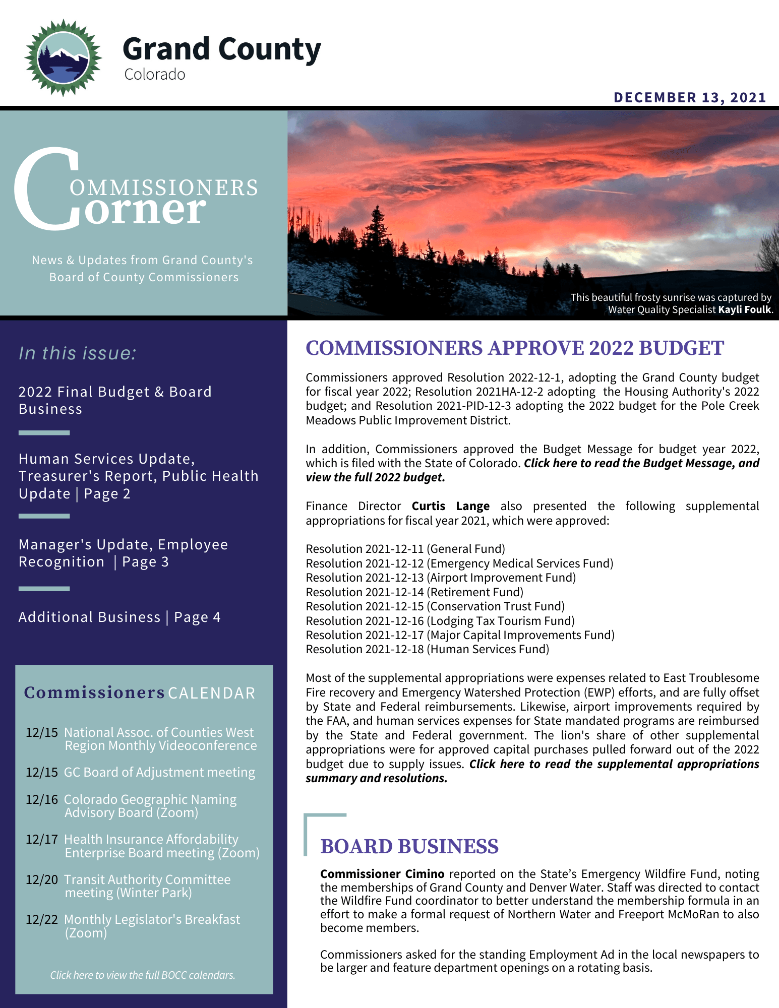 Dec13 Commissioners Corner