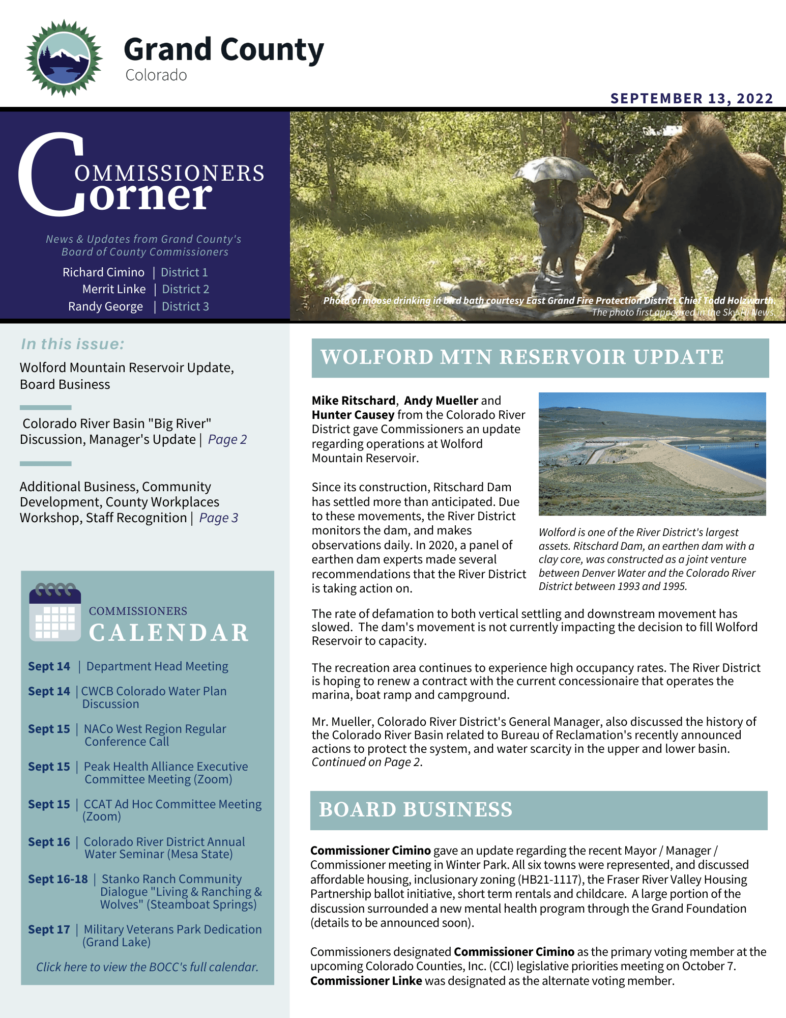  Page 1 Sept 13 GC BOCC Commissioners Corner newsletter