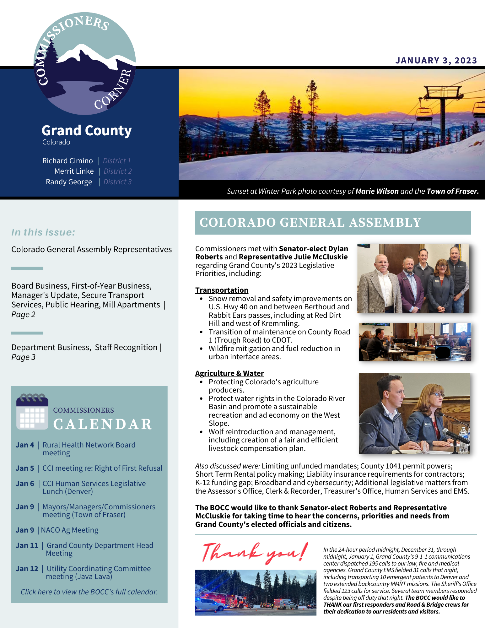 Cover image Jan 3 2023 GC BOCC Commissioners Corner newsletter
