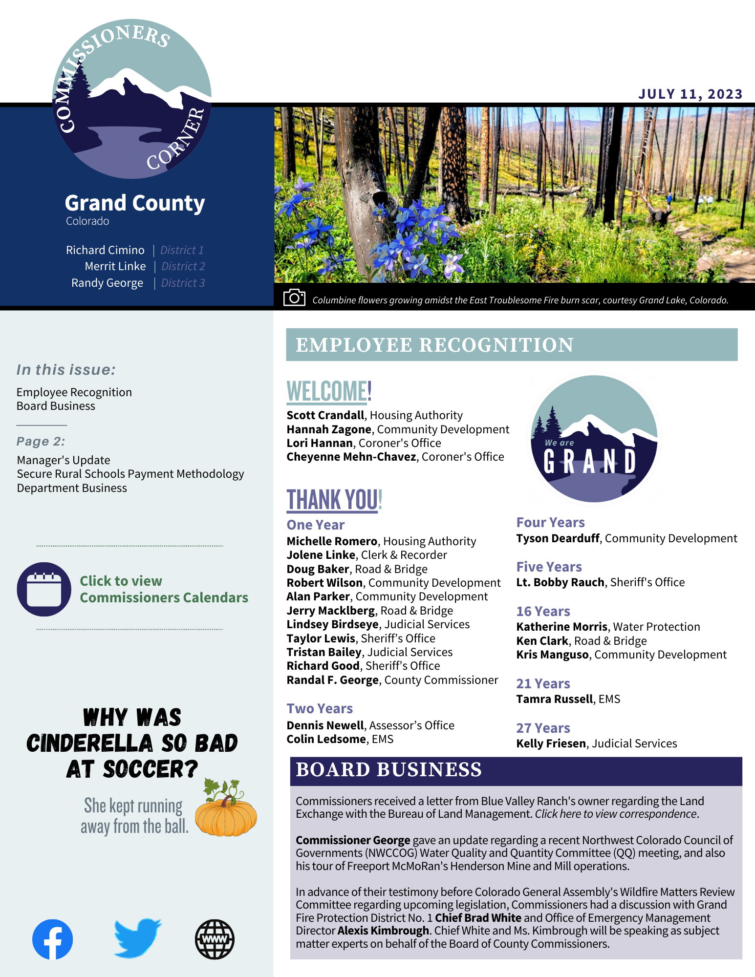 July 11 2023 GC BOCC Commissioners Corner newsletter cover