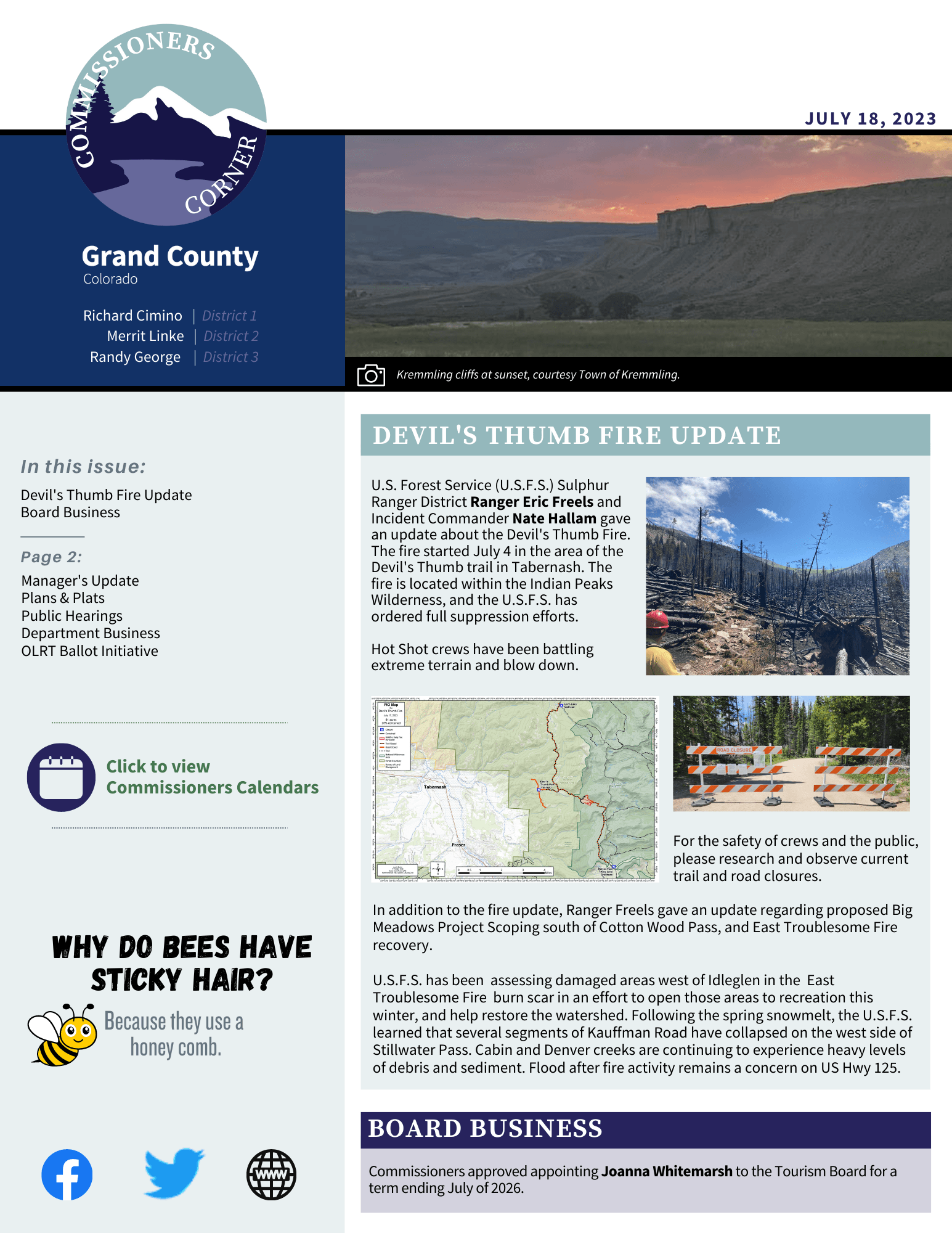 July 18 2023 GC BOCC Commissioners Corner newsletter cover