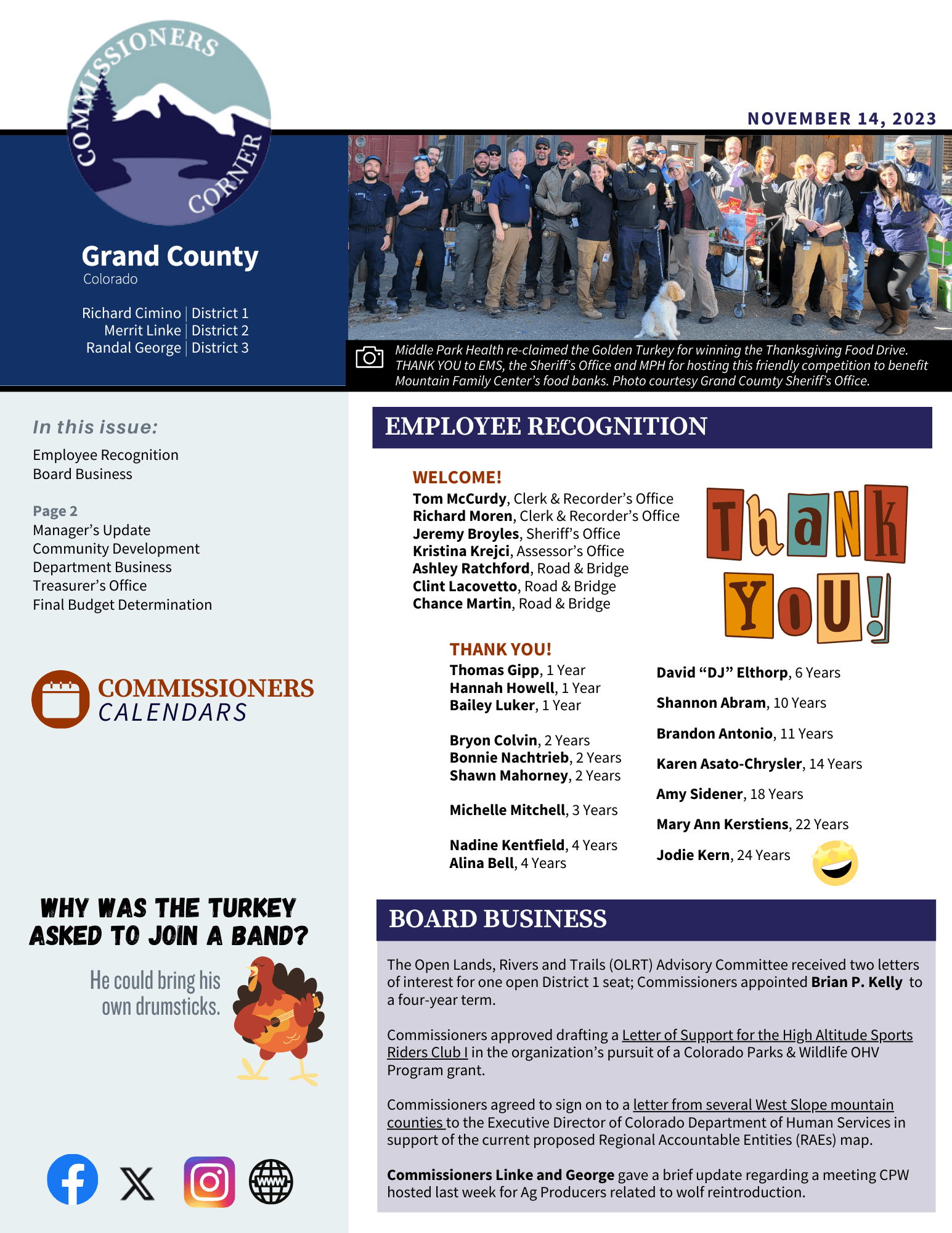 November 14 2023 GC BOCC Commissioners Corner newsletter cover