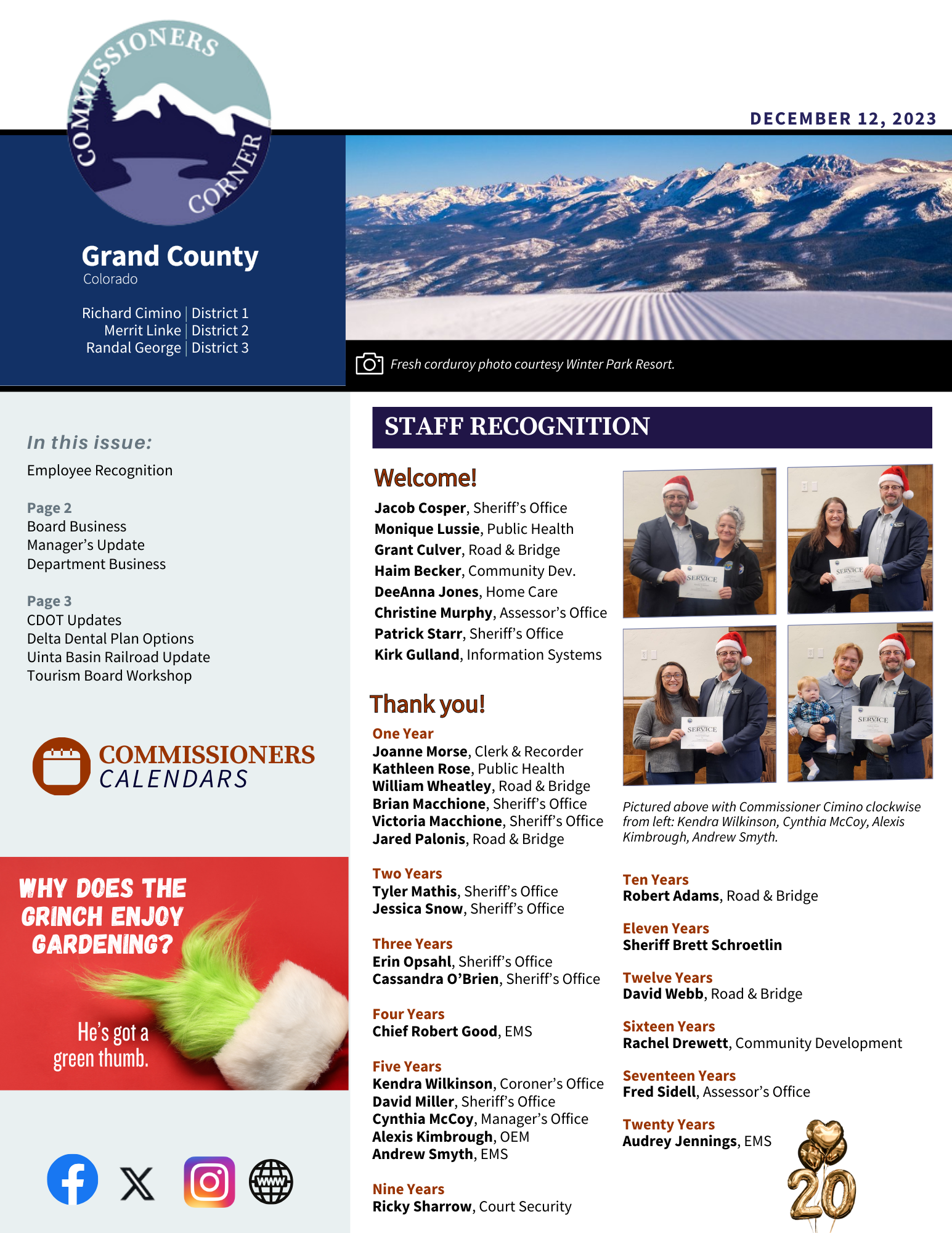 December 12 2023 GC BOCC Commissioners Corner newsletter cover