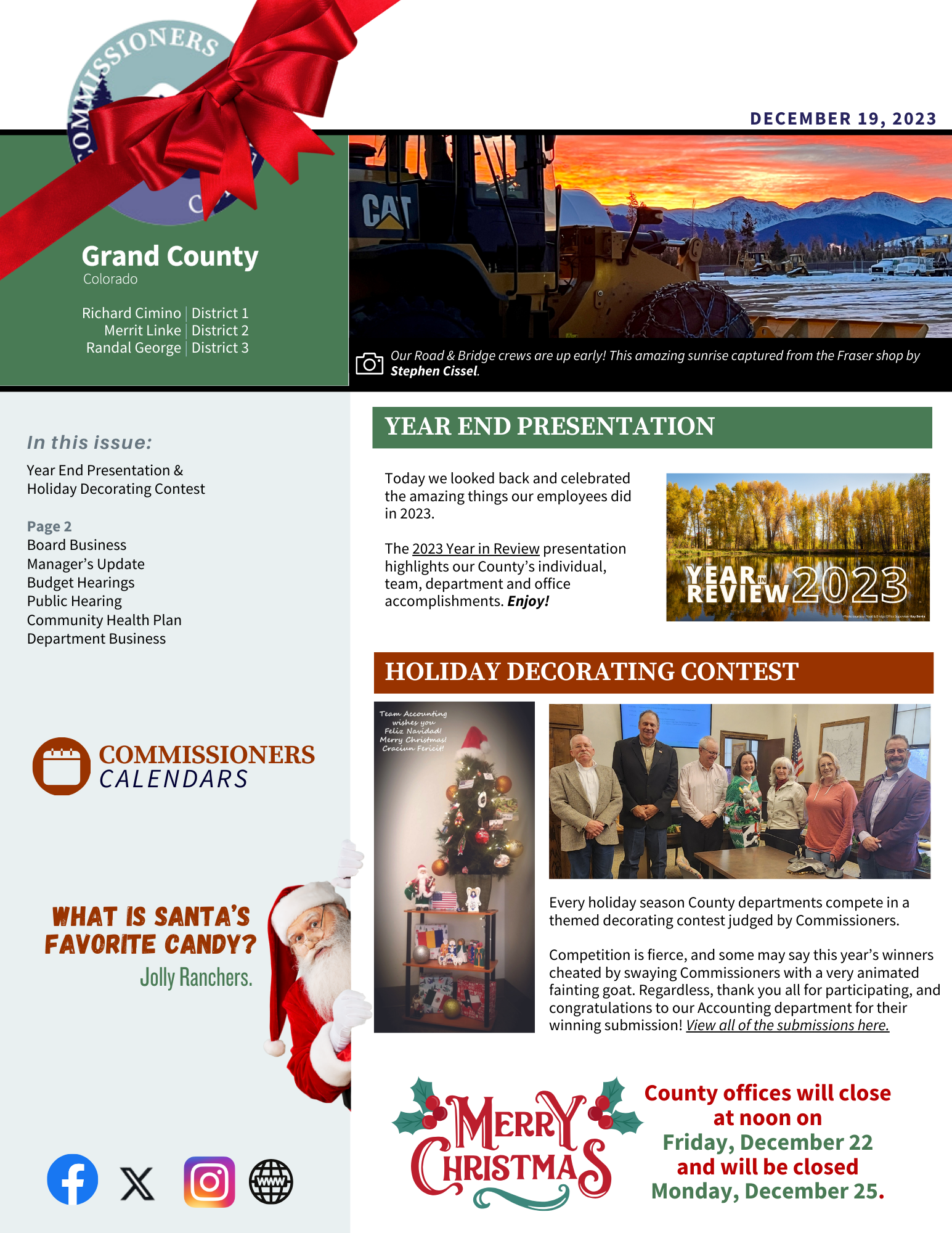 December 19 2023 GC BOCC Commissioners Corner newsletter cover