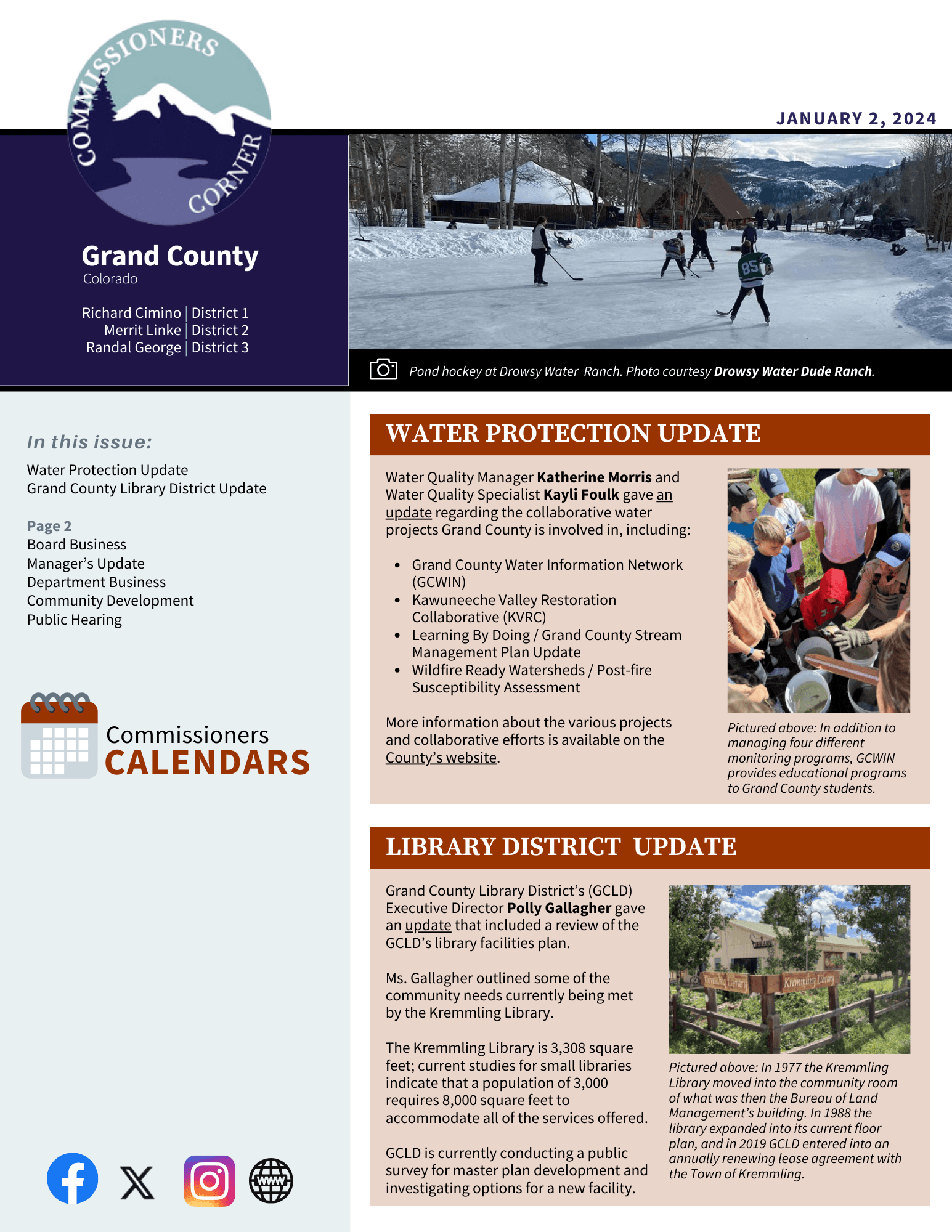 January 2 2024 GC BOCC Commissioners Corner newsletter cover