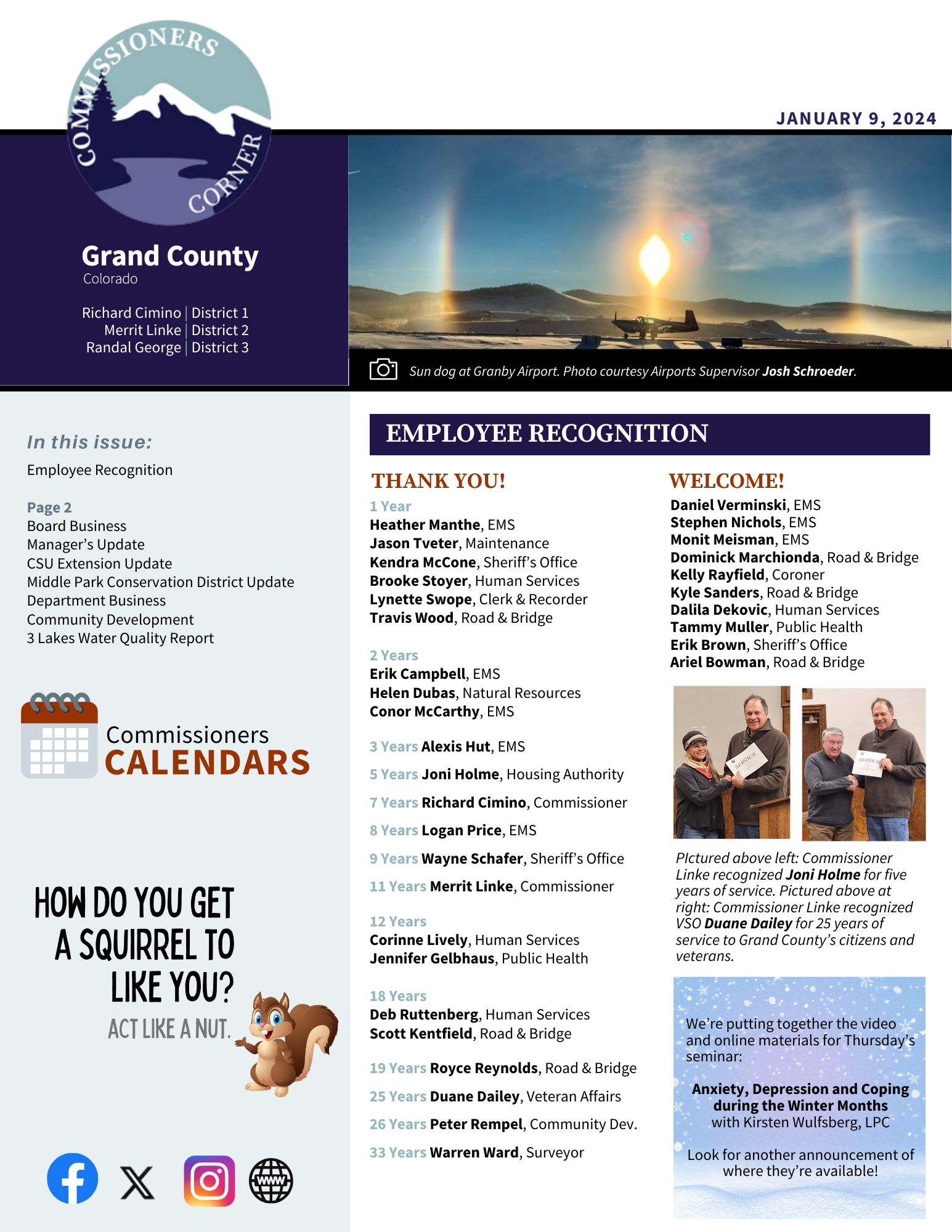 January 9 2024 GC BOCC Commissioners Corner newsletter cover