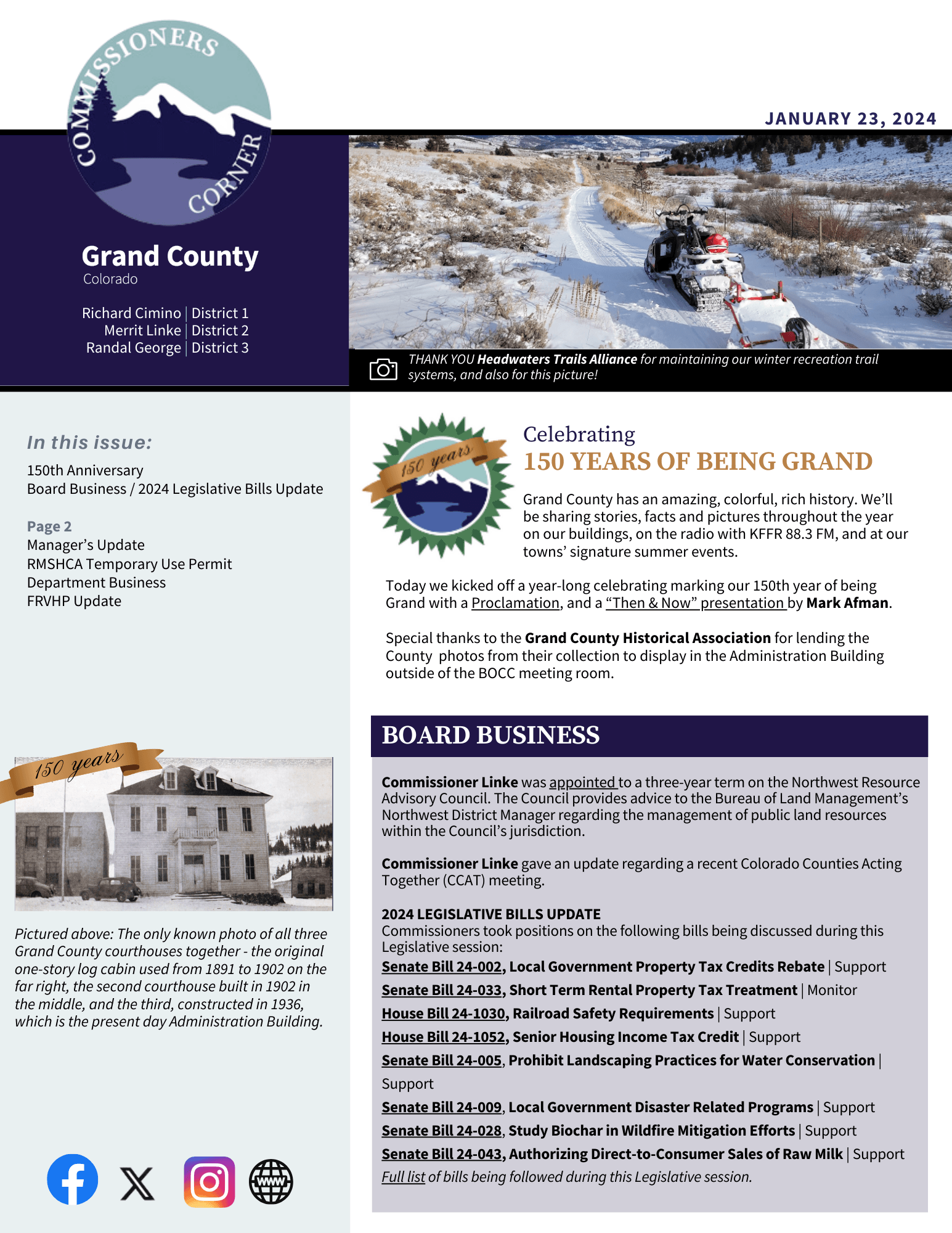 January 23 2024 GC BOCC Commissioners Corner newsletter cover