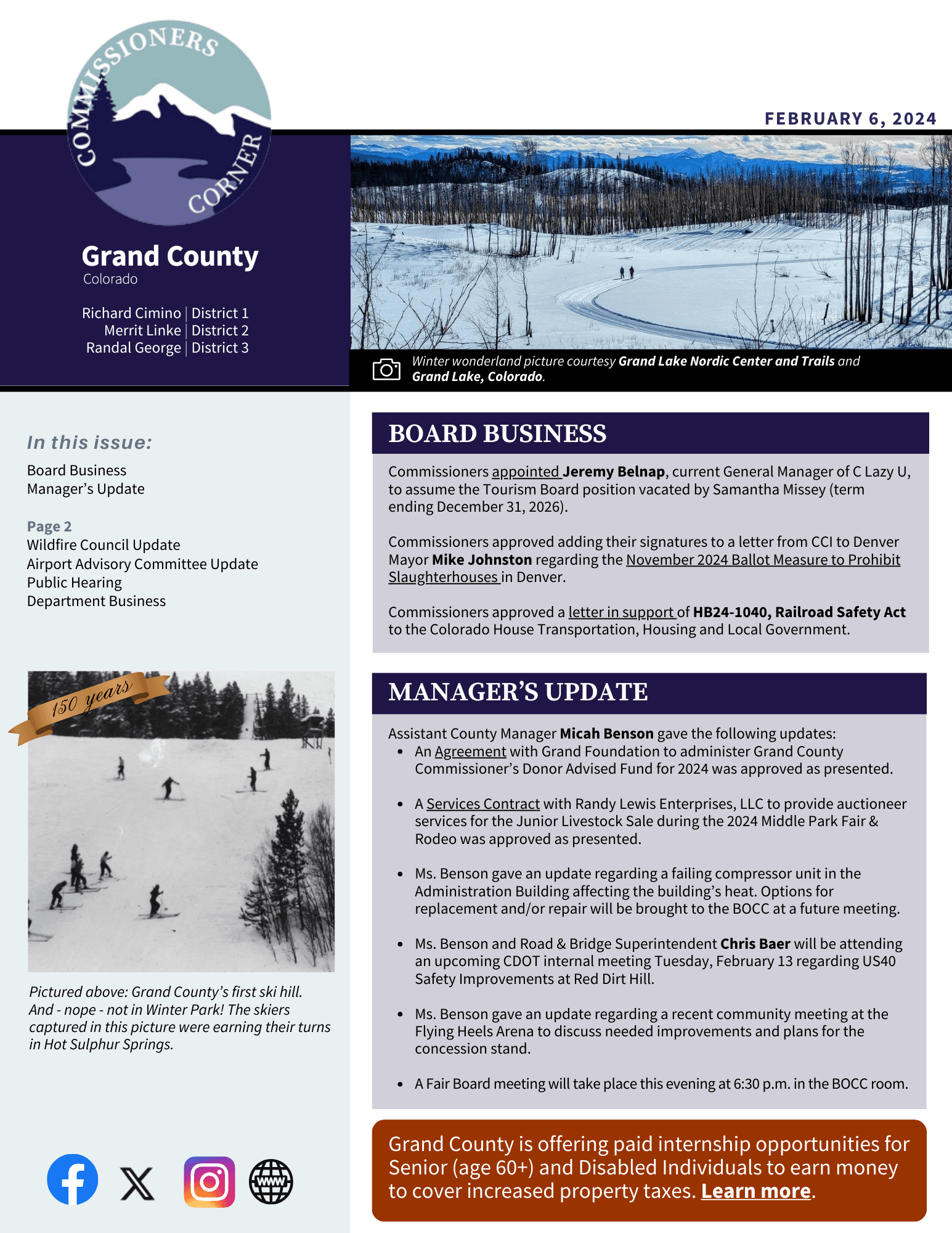 February 6 2024 GC BOCC Commissioners Corner newsletter cover