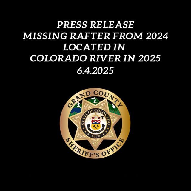Press Release Missing Rafter Located in 2024 in Colorado River in 2025
