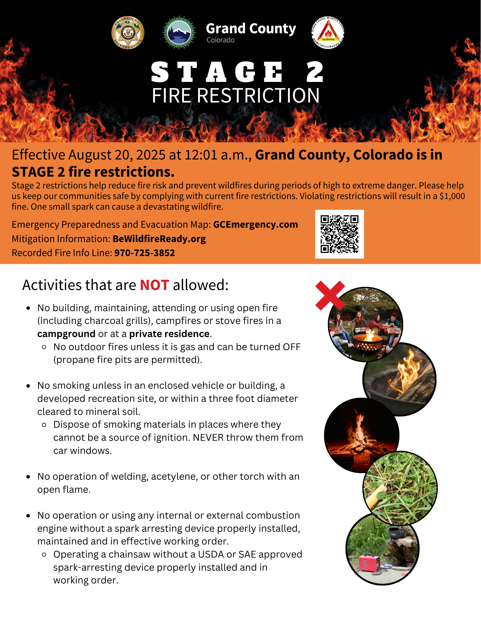 Stage 2 Fire Restrictions Effective 8-20-2025