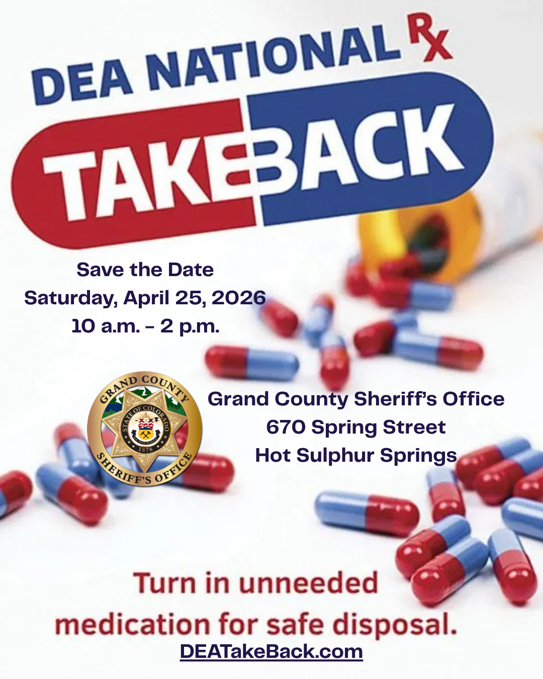Drug Take Back Day - Save the Date 4-25-2026
