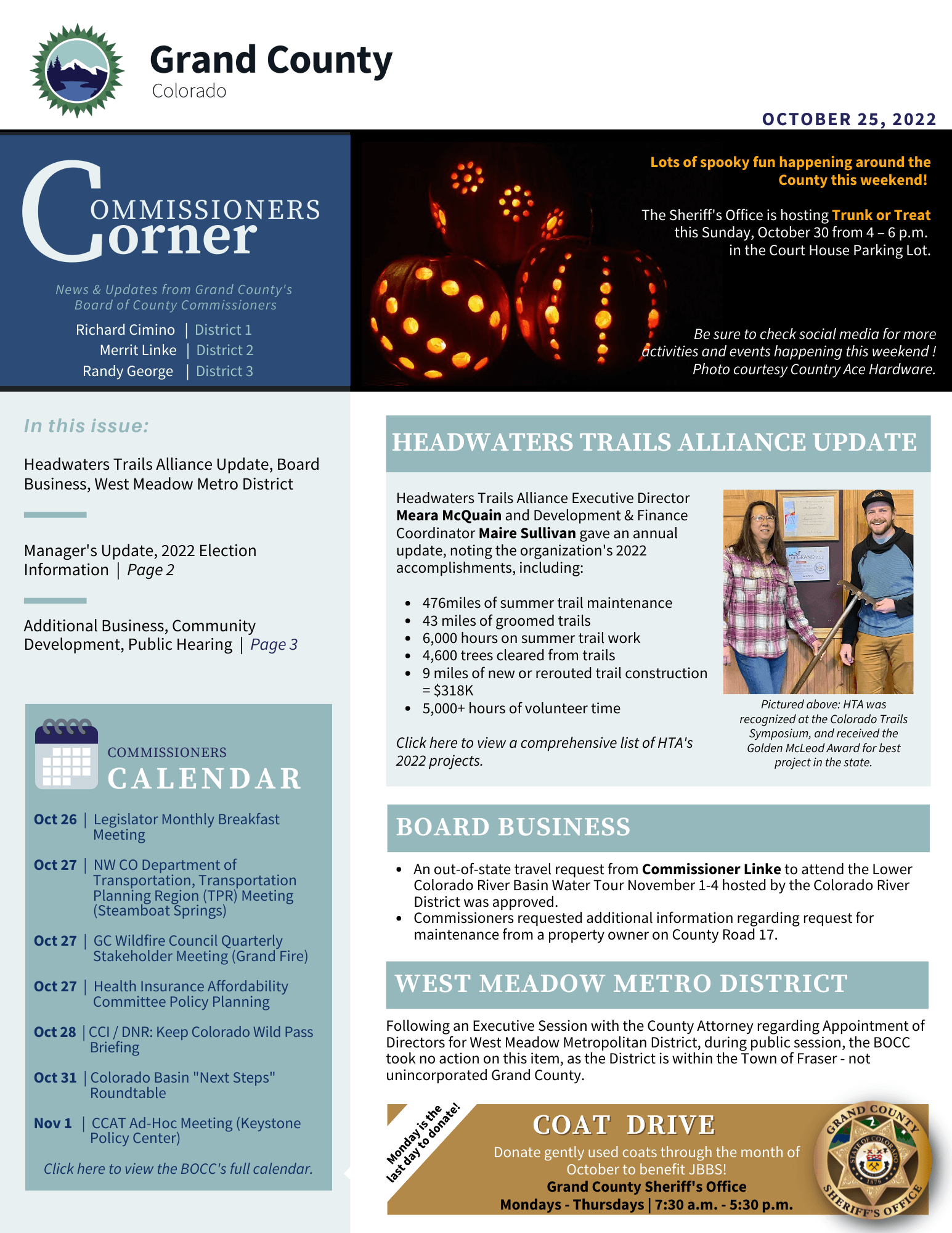 Oct 25 2022 GC BOCC Commissioners Corner newsletter cover image