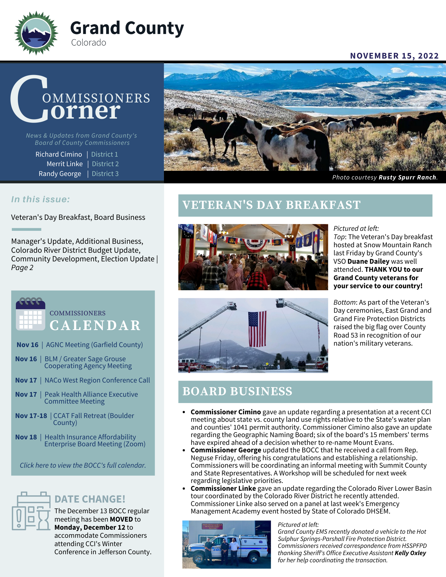 Nov 15 2022 GC BOCC Commissioners Corner newsletter cover