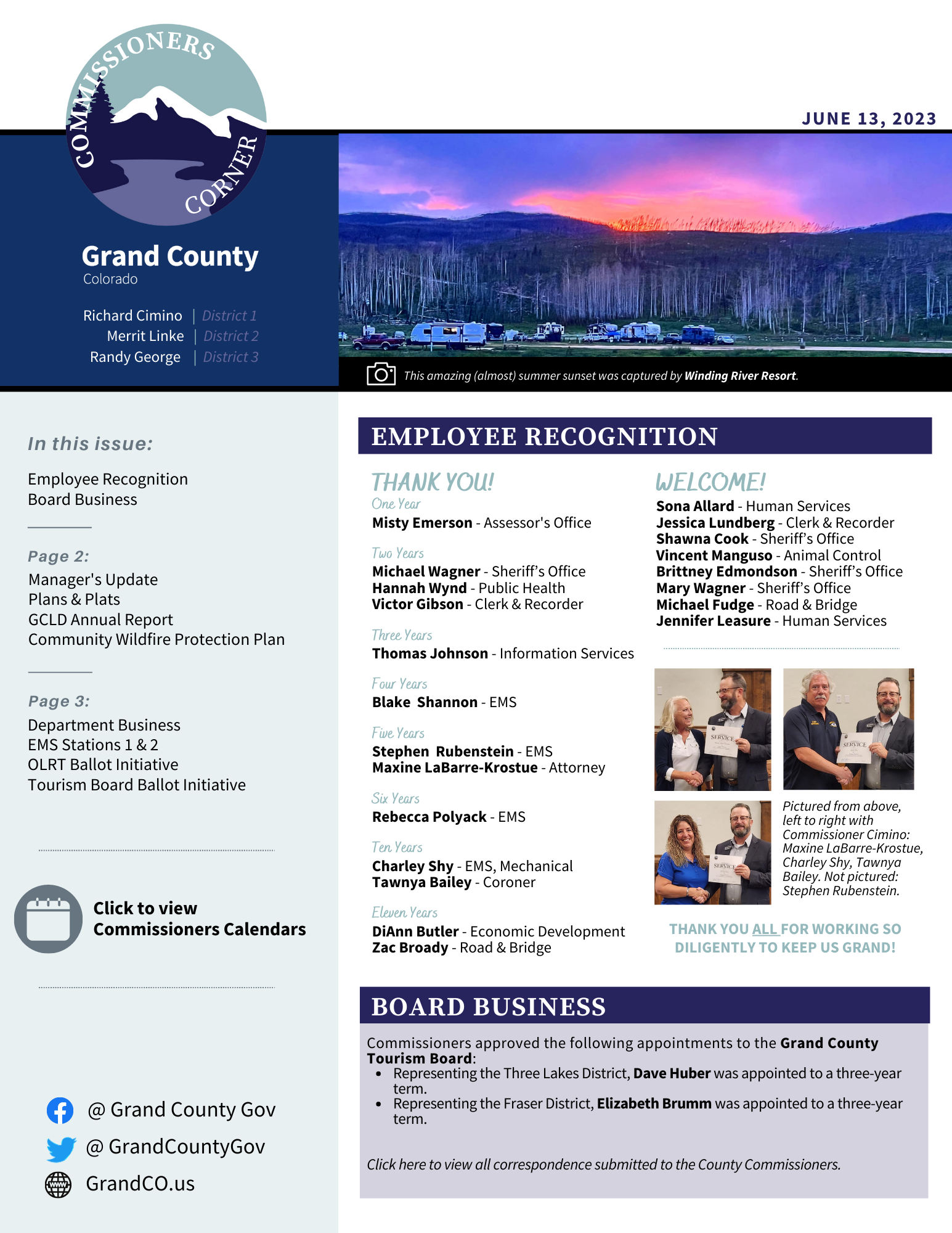 June 13 2023 GC BOCC Commissioners Corner newsletter cover